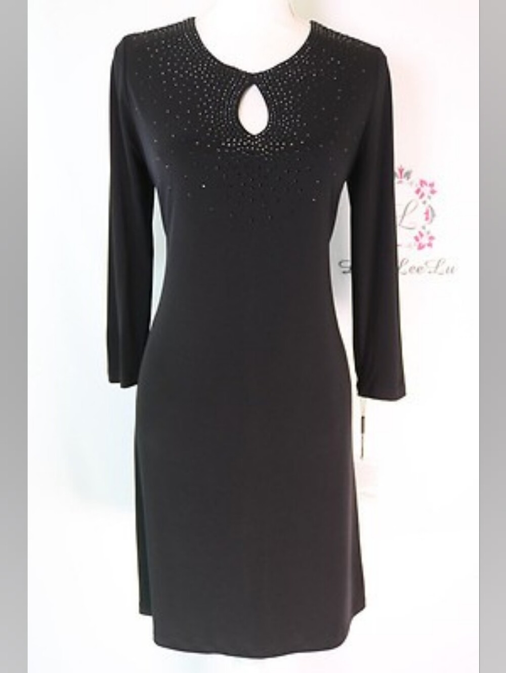 Elegant Black Beaded Keyhole Dress